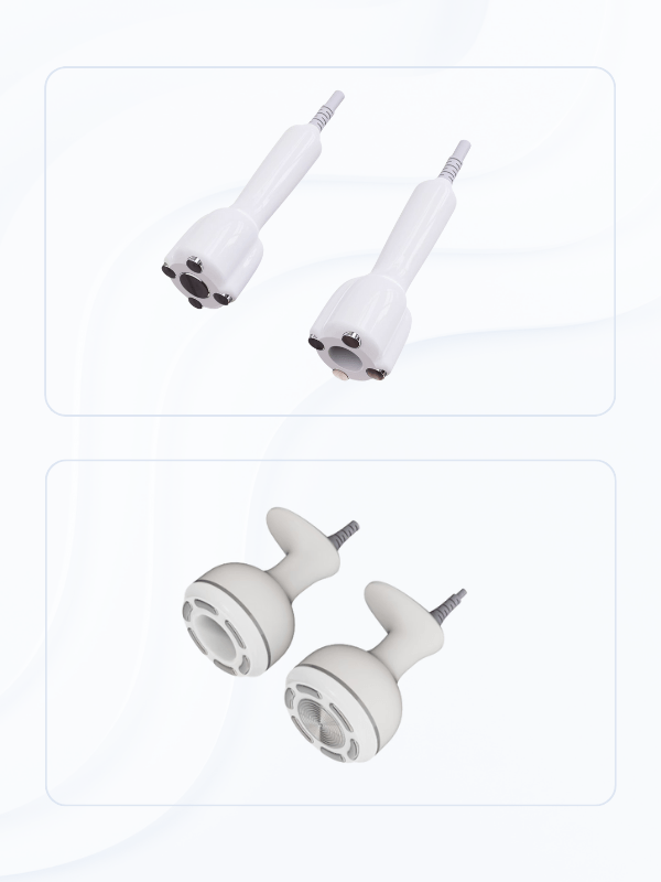 Handpieces of the RF Treatment 4 Handpiece Skincare Machine, designed for skin tightening, wrinkle reduction, and skin rejuvenation on the face and body