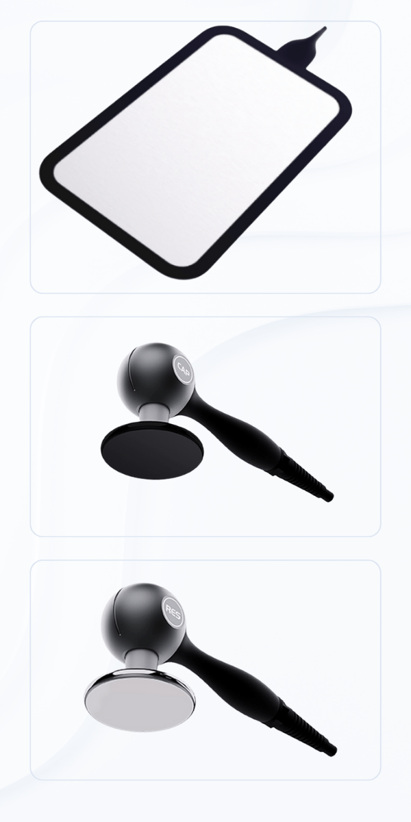 Handpieces of the RF Treatment Body/Face Skin and Lifting Machine, designed for effective skin tightening, wrinkle reduction, and body contouring